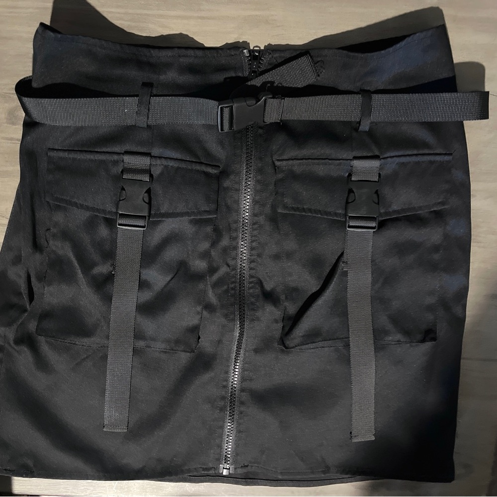 Black Cargo Skirt with Belt